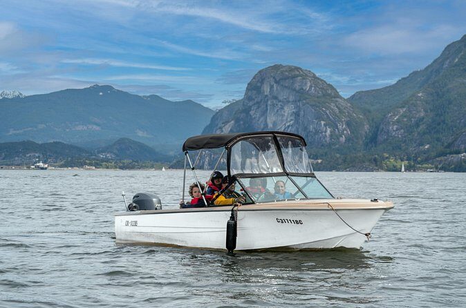 Squamish 4hr Rental 17ft Fiberglass Hourston with 70HP Engine - The Sum Up