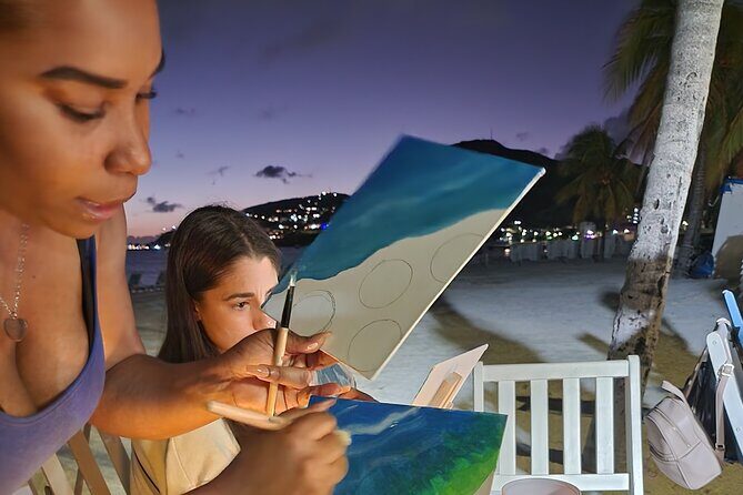 Sunset Painting Class on the Beach from Philipsburg, Sint Maarten - The Highlights of the Tour