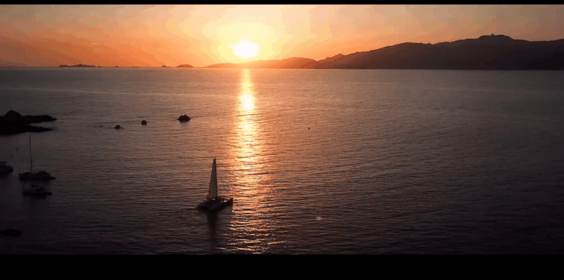 Sunset to Corsican Song on a Catamaran - Sanguinaires Islands Panorama