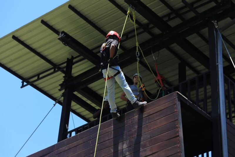 Tower Rappelling in Ella - Group and Instruction