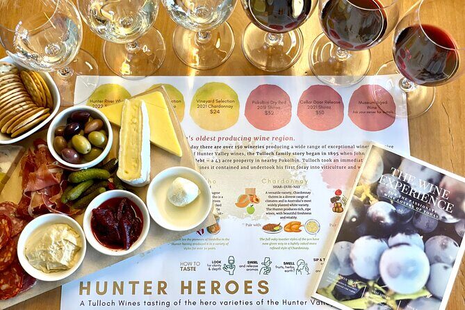 Tulloch Wines Hunter Heroes Wine Tasting with Local Cheese & Charcuterie Board - Key Points